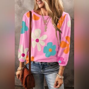 Flower Print Bracelet Sleeve Top